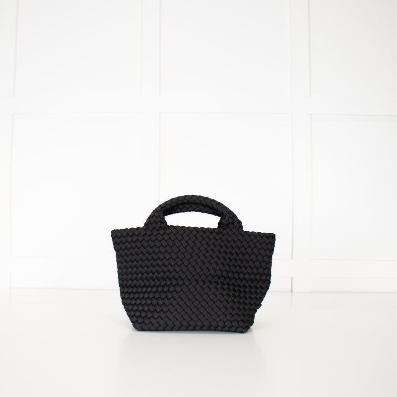 Naghedi Black Woven Small St Barths Top Handle Tote Bag