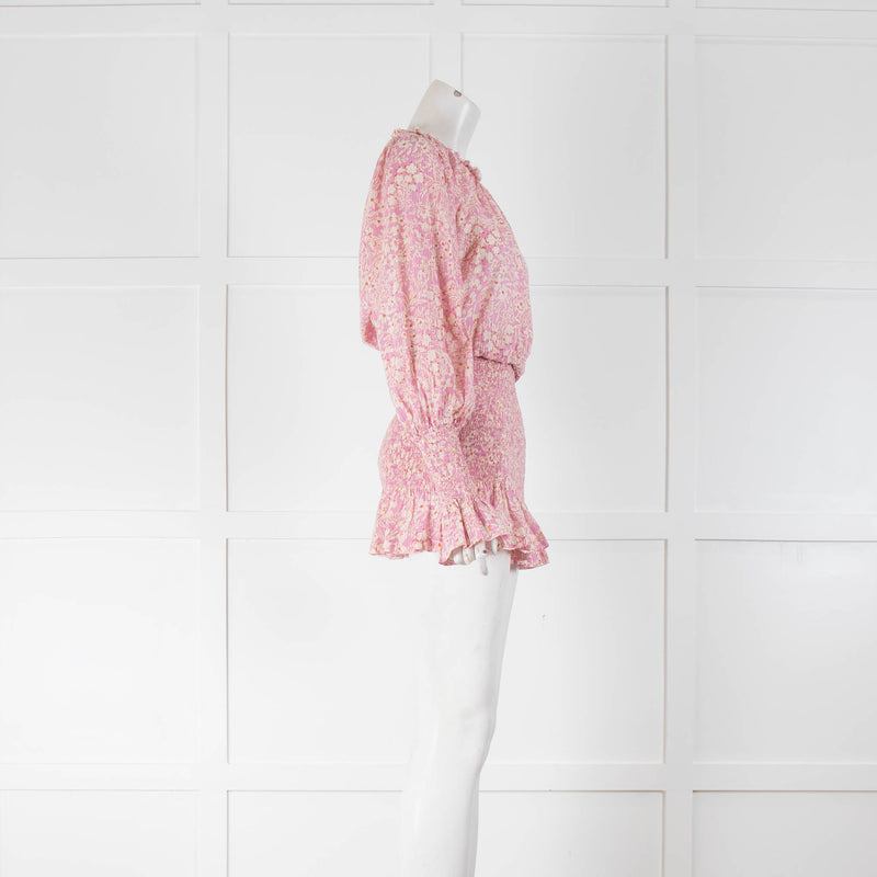 BEC + BRIDGE Pink Cream Red Flower Print Elasticated Mini Dress