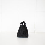 Naghedi Black Woven Small St Barths Top Handle Tote Bag