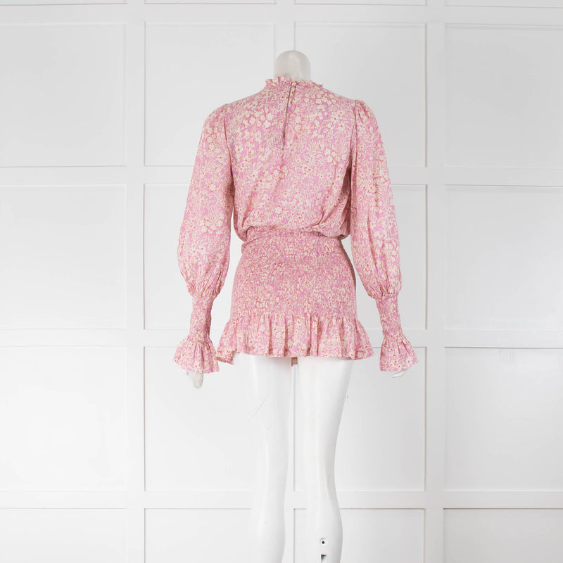 BEC + BRIDGE Pink Cream Red Flower Print Elasticated Mini Dress