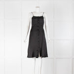 The Kooples Black Satin Spaghetti Strap Short Dress