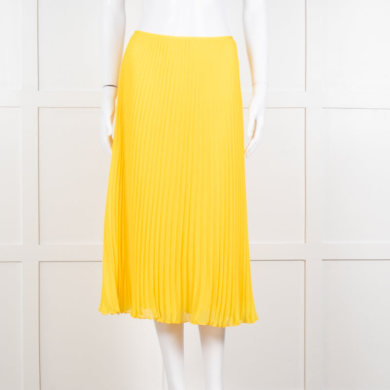 Polo Ralph Lauren Bright Yellow Pleated Midi Skirt