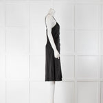The Kooples Black Satin Spaghetti Strap Short Dress