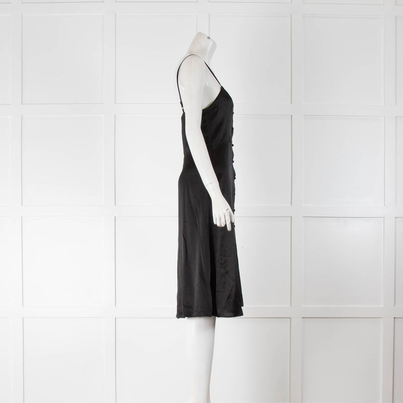 The Kooples Black Satin Spaghetti Strap Short Dress