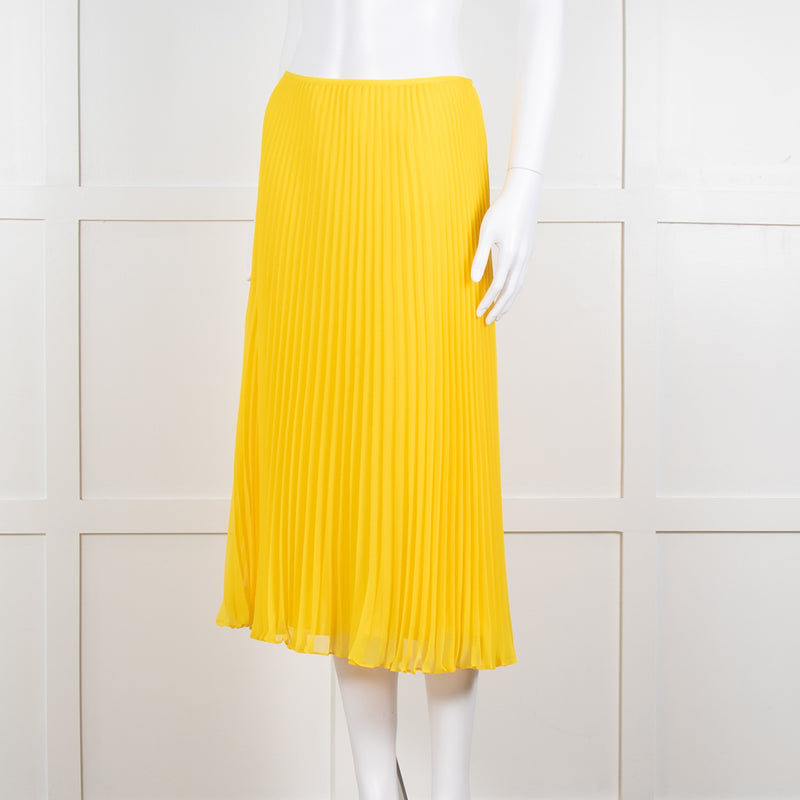 Polo Ralph Lauren Bright Yellow Pleated Midi Skirt
