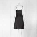 The Kooples Black Satin Spaghetti Strap Short Dress
