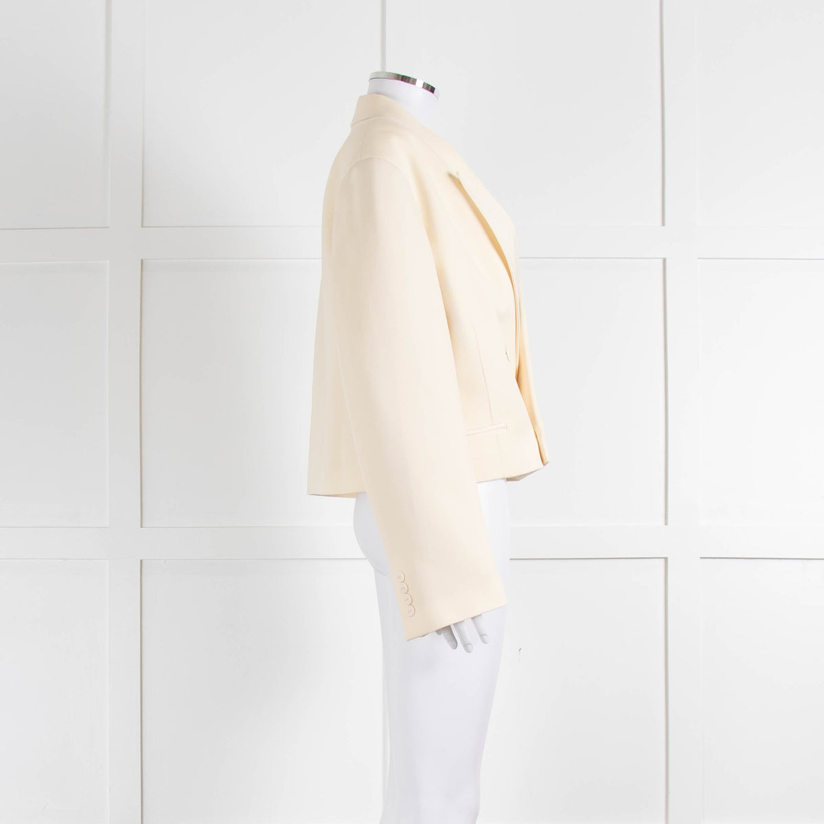 Raey Cream Cropped Double Breasted Blazer