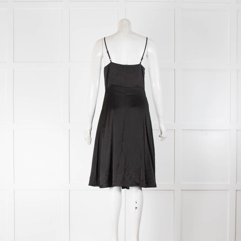 The Kooples Black Satin Spaghetti Strap Short Dress