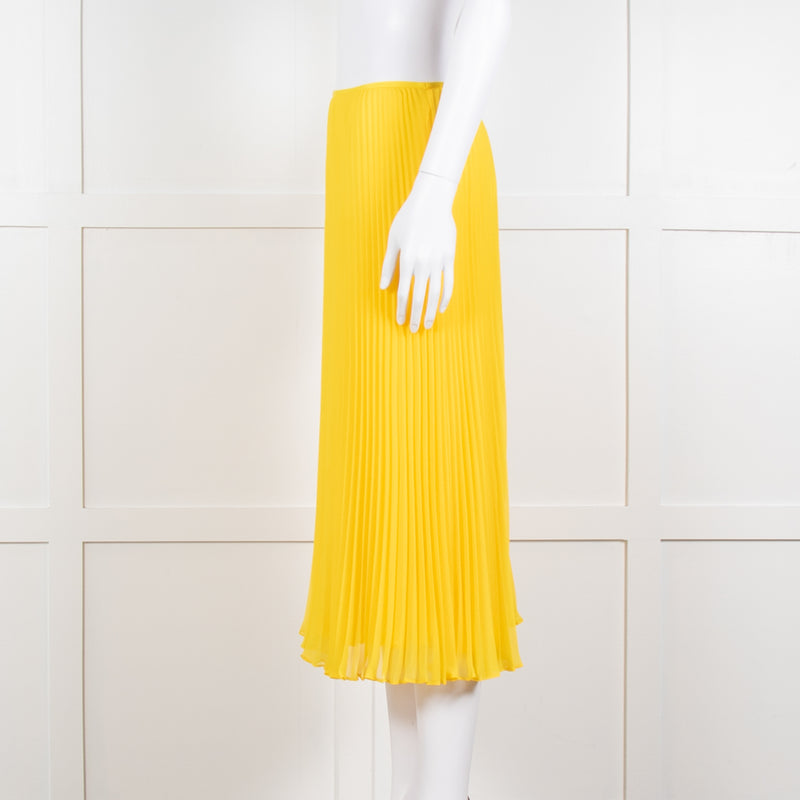 Polo Ralph Lauren Bright Yellow Pleated Midi Skirt