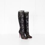 Christian Louboutin Black Lace Knee Boots
