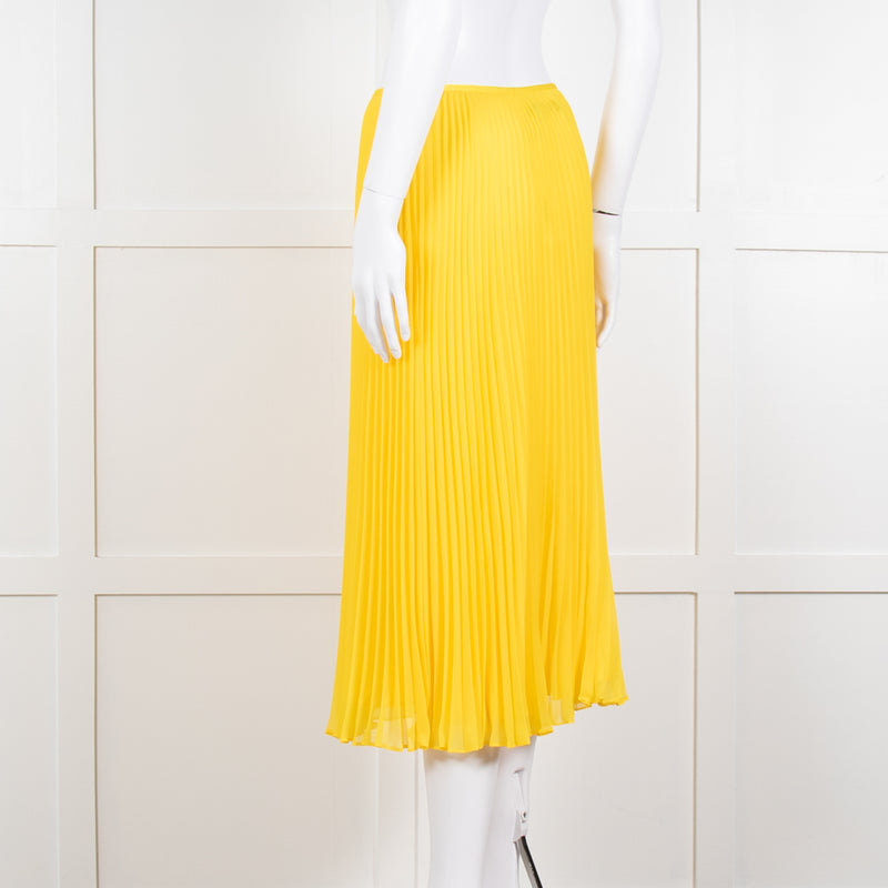 Polo Ralph Lauren Bright Yellow Pleated Midi Skirt