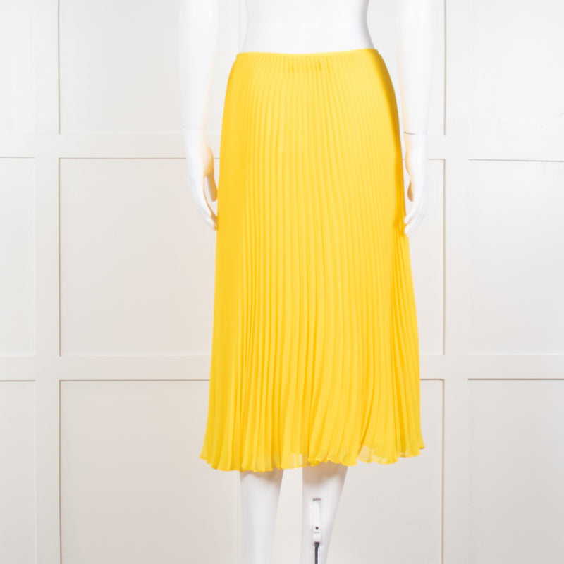 Polo Ralph Lauren Bright Yellow Pleated Midi Skirt