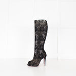 Christian Louboutin Black Lace Knee Boots