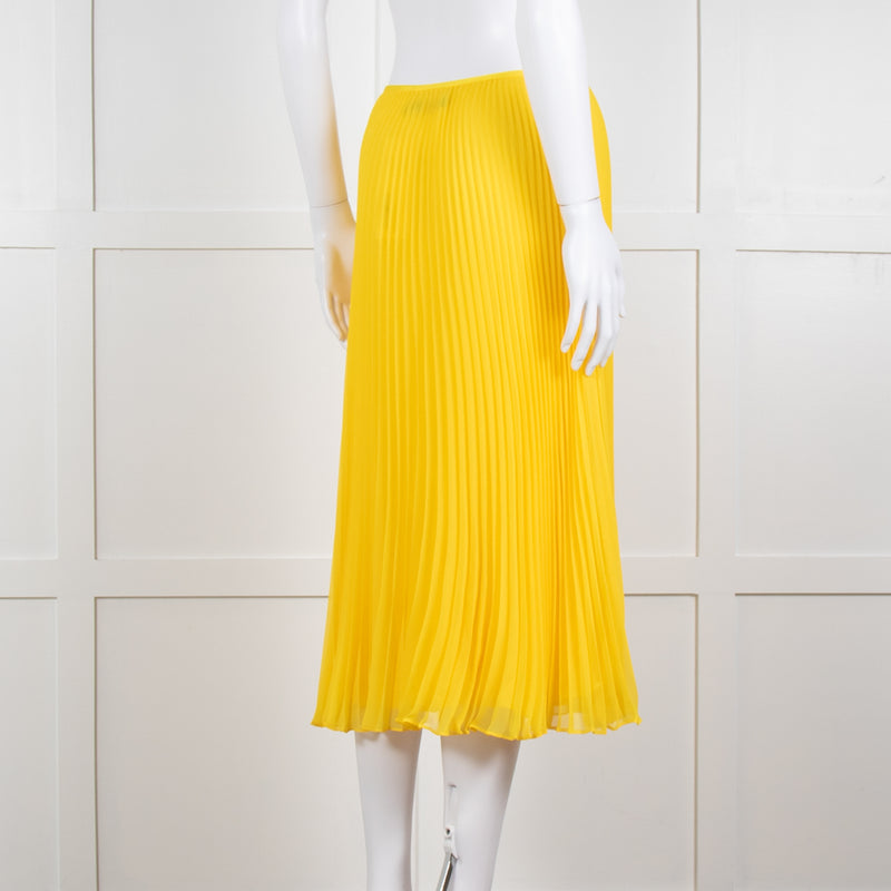 Polo Ralph Lauren Bright Yellow Pleated Midi Skirt