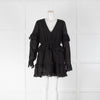 SIR Black Broderie Anglaise Ruffle Long Sleeve Mini Dress