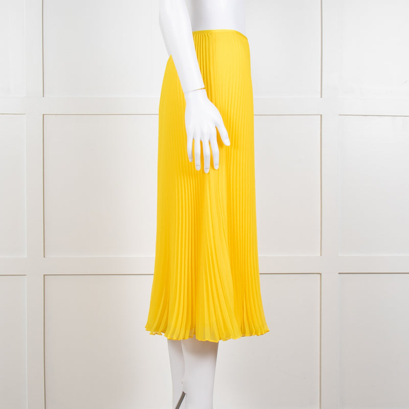 Polo Ralph Lauren Bright Yellow Pleated Midi Skirt
