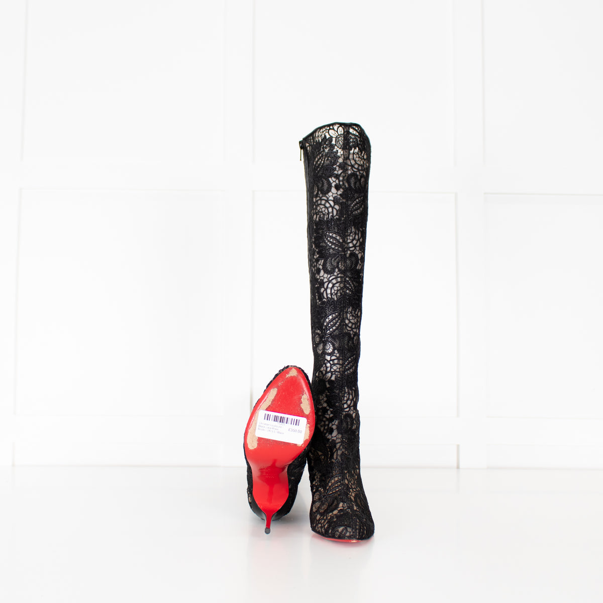 Christian Louboutin Black Lace Knee Boots