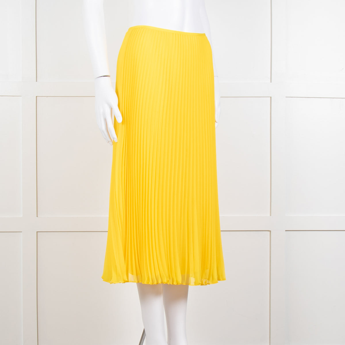 Polo Ralph Lauren Bright Yellow Pleated Midi Skirt