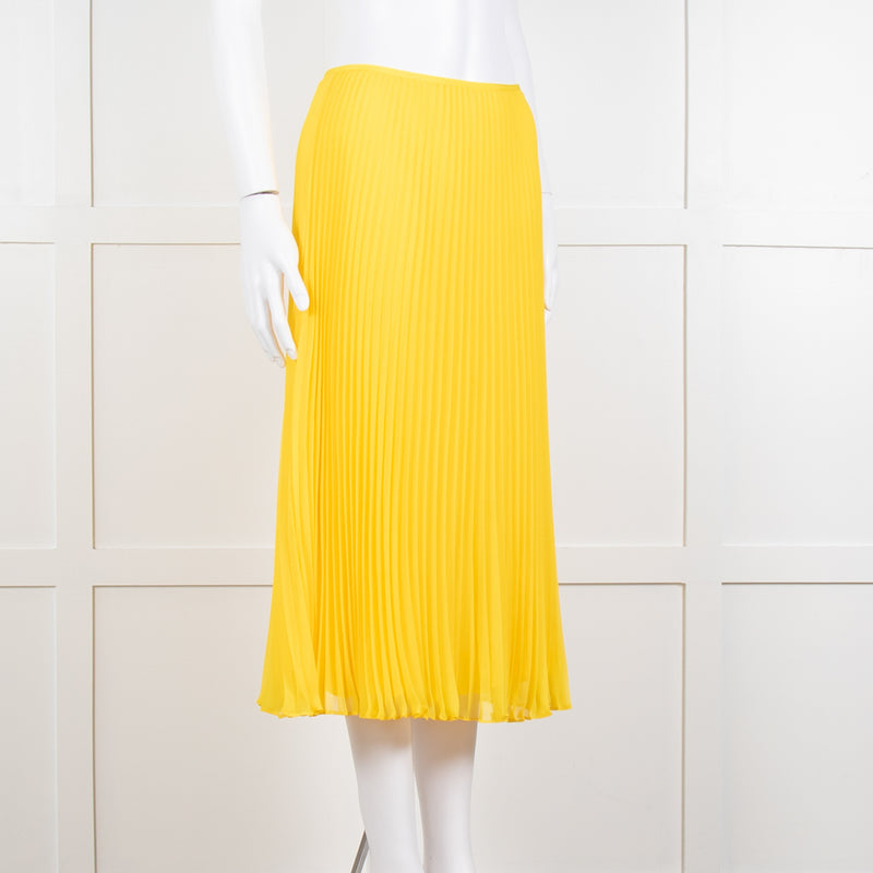 Polo Ralph Lauren Bright Yellow Pleated Midi Skirt