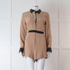 Equipment Beige and Black Silk Collared Romper