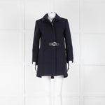 Claudie Pierlot Navy Blue Buckle Front Zip Coat