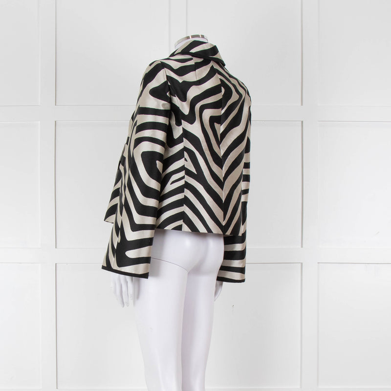 Paule Ka Black and Cream Zebra Frock Jacket