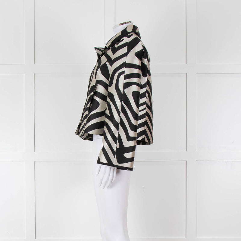 Paule Ka Black and Cream Zebra Frock Jacket