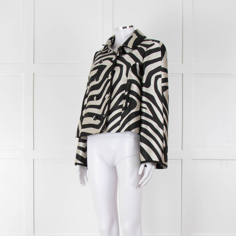 Paule Ka Black and Cream Zebra Frock Jacket