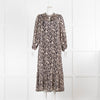 Moliin Black Beige Paisley Dress With Tassels