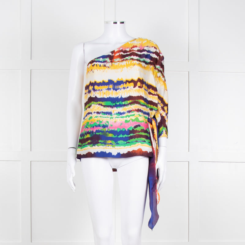 Halston Heritage Multi Coloured Tie Dye One Shoulder Blouse