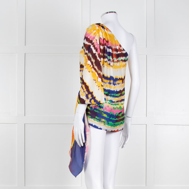 Halston Heritage Multi Coloured Tie Dye One Shoulder Blouse