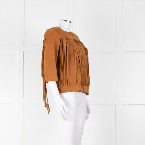 Noora Tan Suede Fringe Jacket