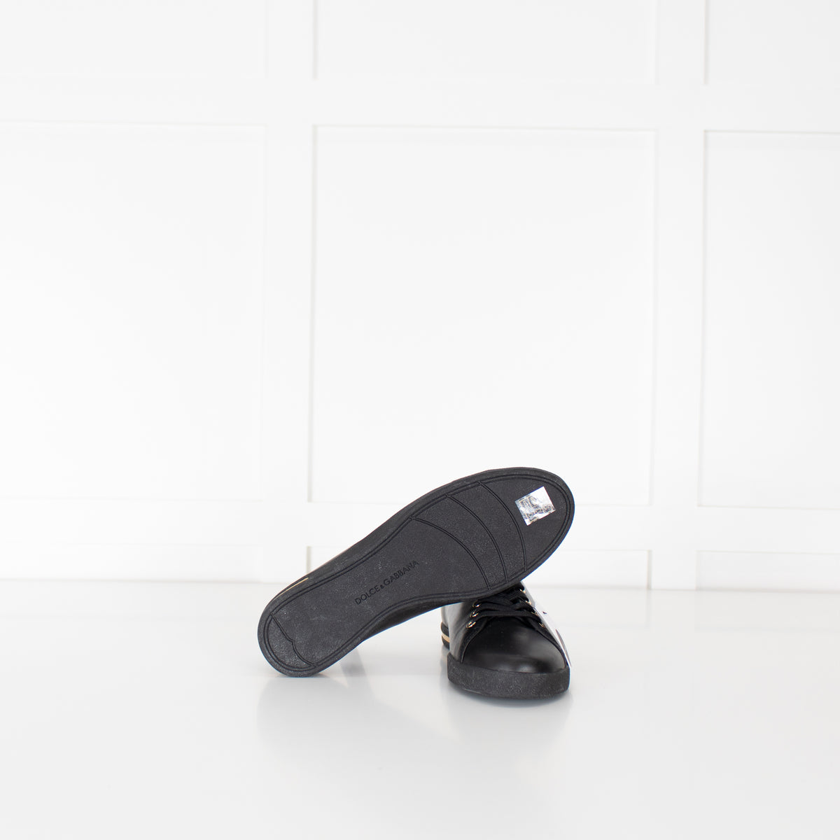 Dolce & Gabbana Black Leather Laceup Trainers