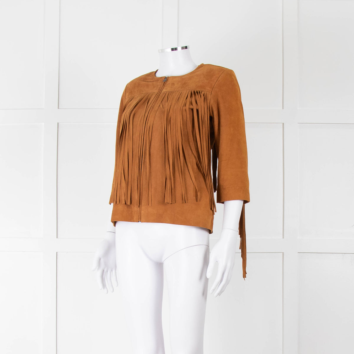 Noora Tan Suede Fringe Jacket