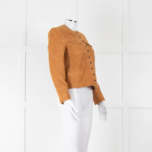 Zadig & Voltaire Tan Lamb Suede Studded Jacket