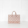 Michael Kors Beige Brown Gigi Empire Logo Jacquard Tote Bag