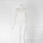 Maje White Lace Long Sleeve Top With Vest