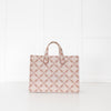 Michael Kors Beige Brown Gigi Empire Logo Jacquard Tote Bag