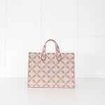 Michael Kors Beige Brown Gigi Empire Logo Jacquard Tote Bag