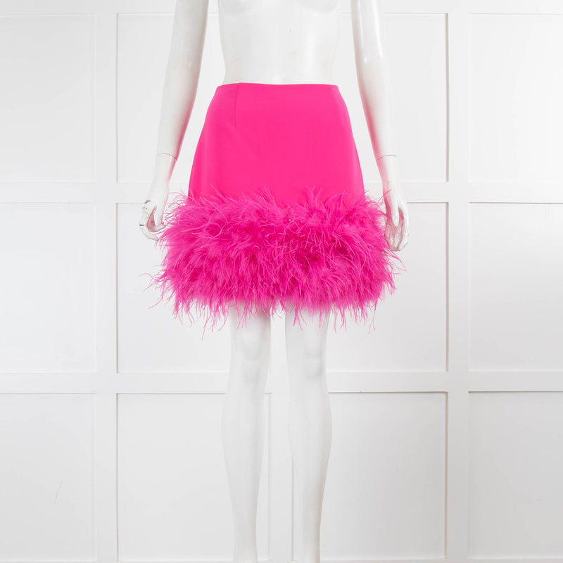 Nadine Merabi Pink Skirt With Feather Hem