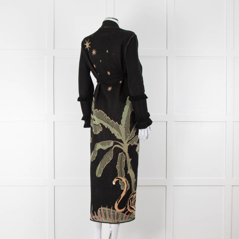 Hayley Menzies Black Tiger Print Full Length Cardigan