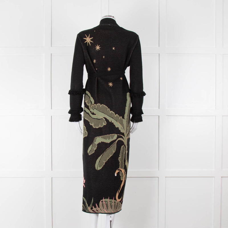 Hayley Menzies Black Tiger Print Full Length Cardigan
