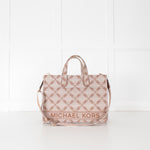 Michael Kors Beige Brown Gigi Empire Logo Jacquard Tote Bag