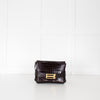 Victoria Beckham Brown Buckle Croc Embossed Bag