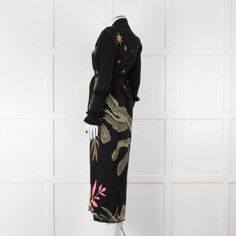 Hayley Menzies Black Tiger Print Full Length Cardigan