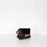 Victoria Beckham Brown Buckle Croc Embossed Bag