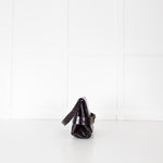 Victoria Beckham Brown Buckle Croc Embossed Bag