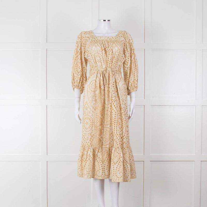 Lisa Marie Fernandez Cream And Gold Broderie Jumpsuit