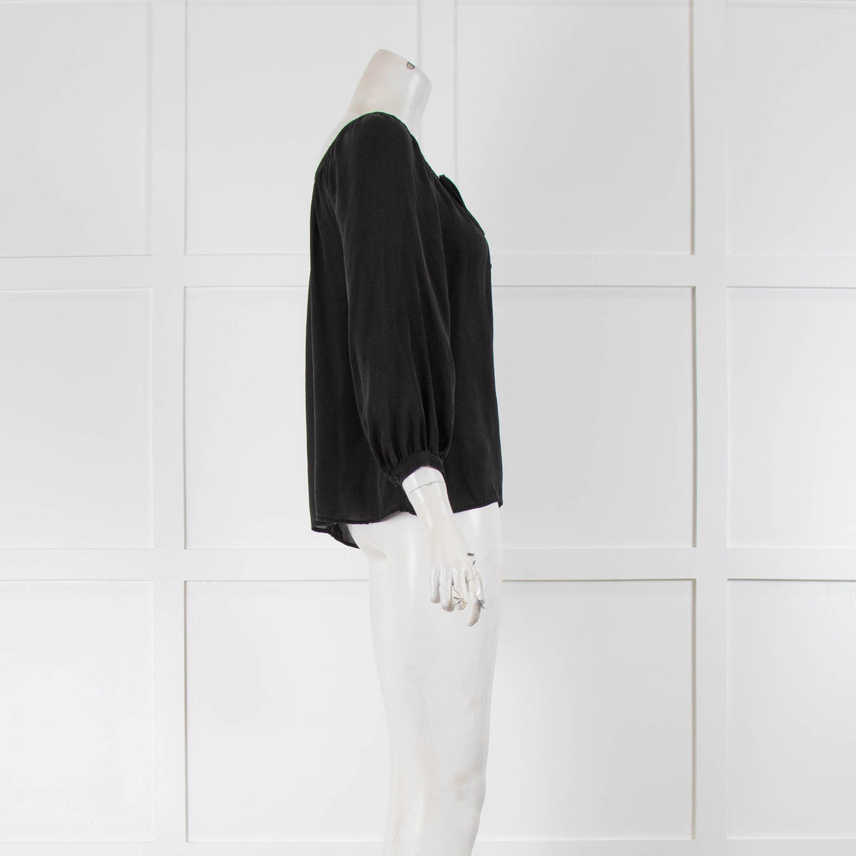 J Brand Black Sheer Tie Neck Top
