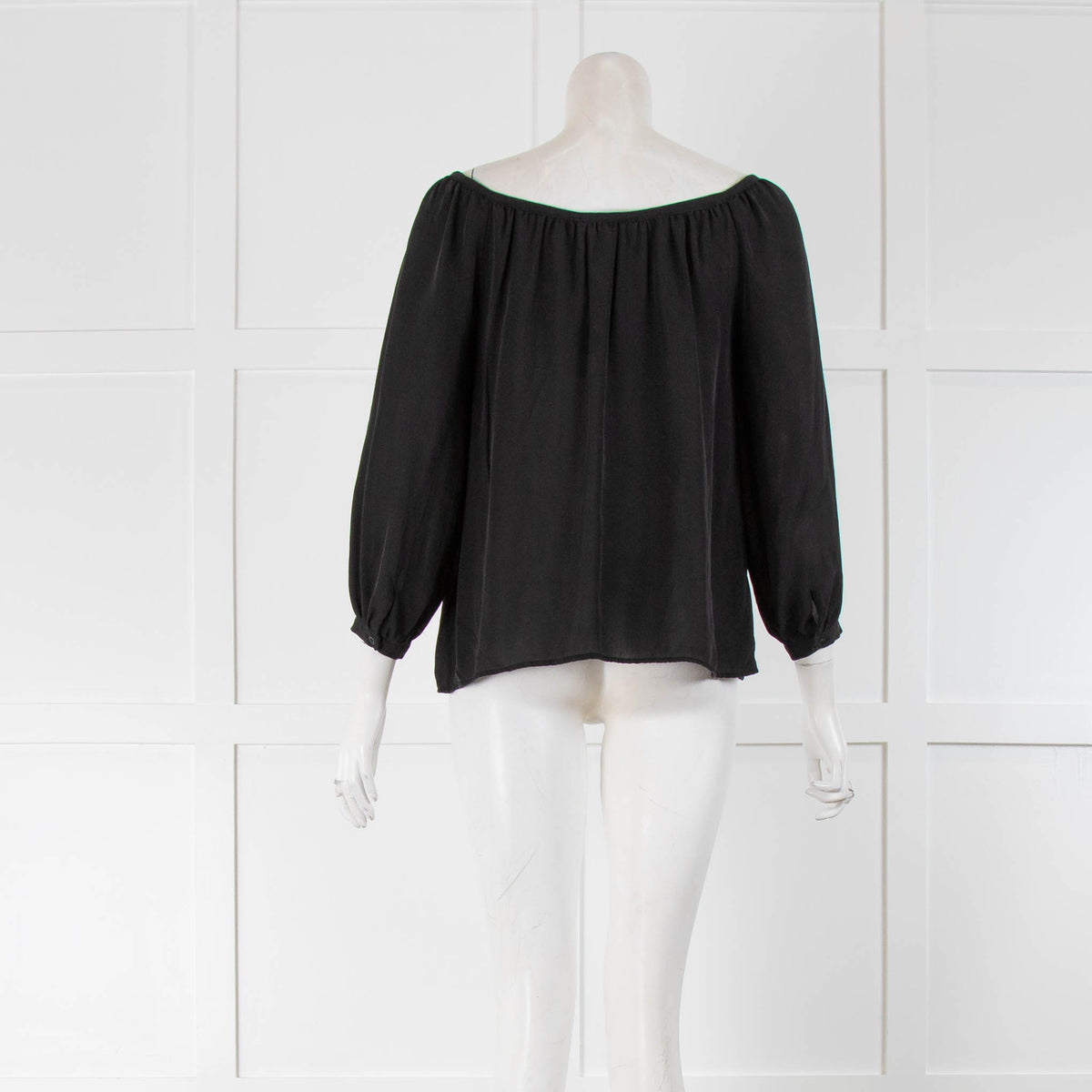 J Brand Black Sheer Tie Neck Top